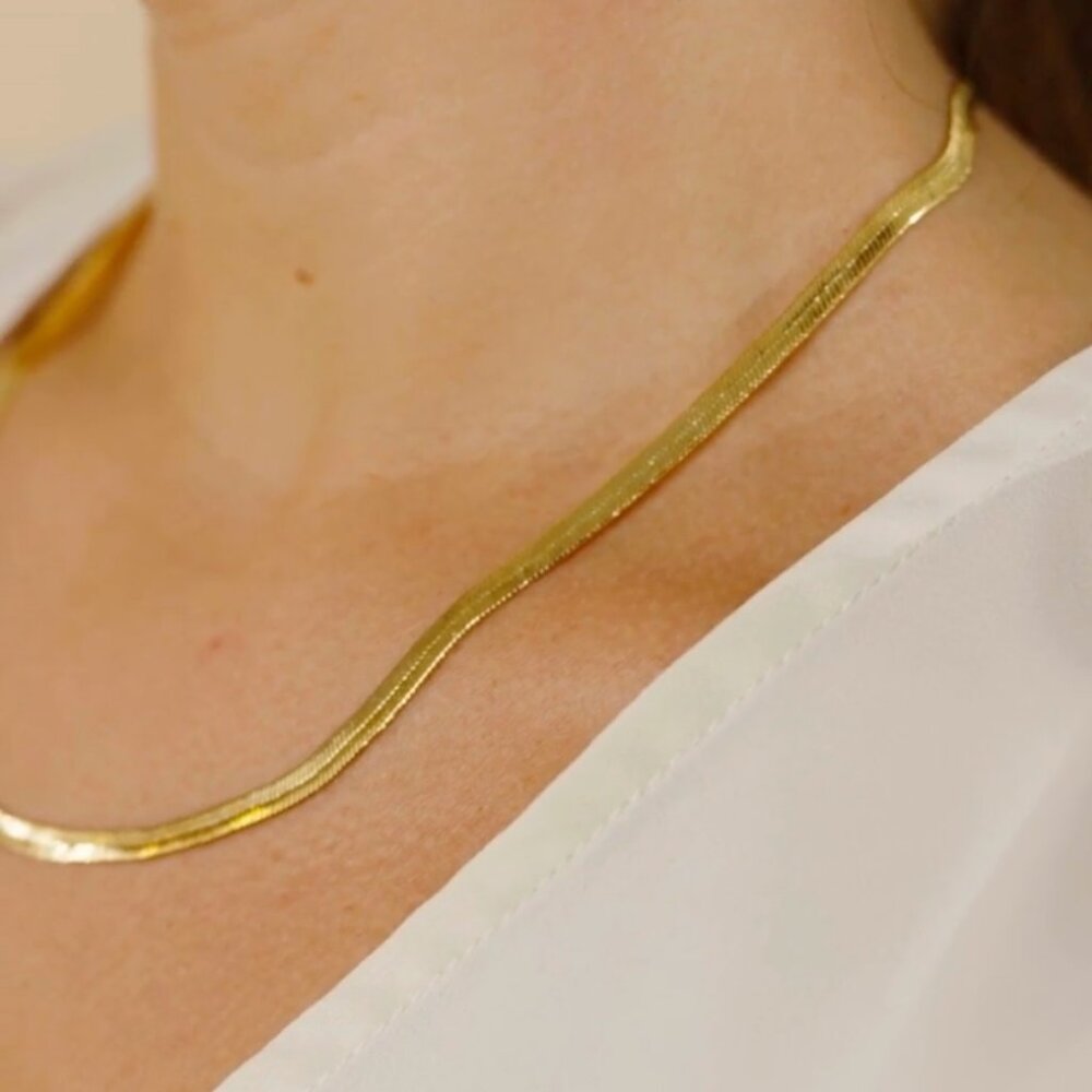 Sterling Forever 14K Gold Plated Herringbone 24" Necklace $92 Retail - Picture 2 of 3